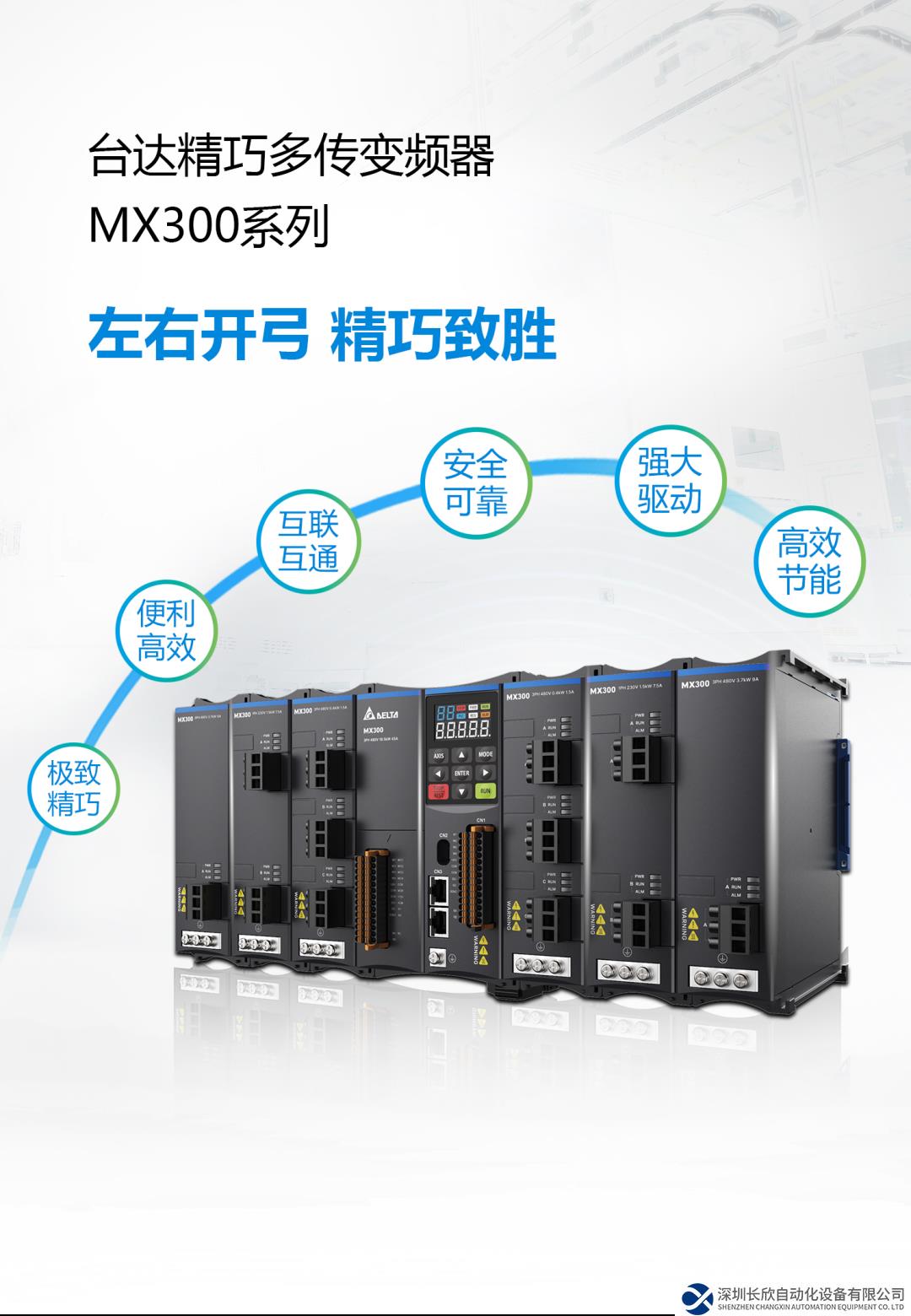 重磅新品上市 左右開弓，精巧致勝 臺達精巧多傳變頻器MX300系列